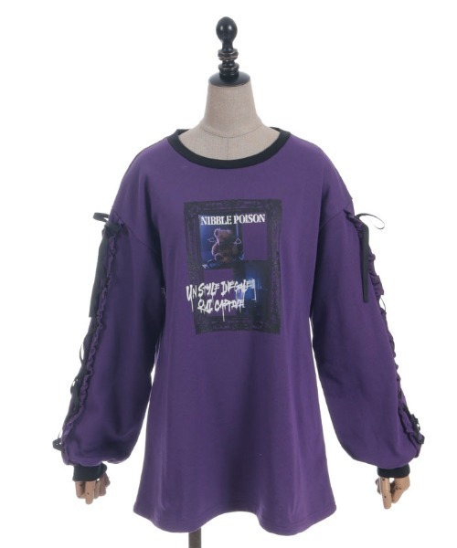 NIBBLE POISON(ニブルポイズン)の「ノーティーベアーカットプルオーバー(Tシャツ/カットソー・レディース・パープル/グリーン/ブラック・MEDIUM)」の7枚目の写真