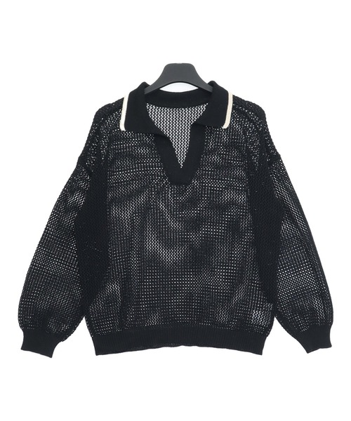 ANAP(アナップ)の「メッシュ編み スキッパーニット トップス(ニット/セーター・レディース・アイボリー/ブラック・F)」の11枚目の写真