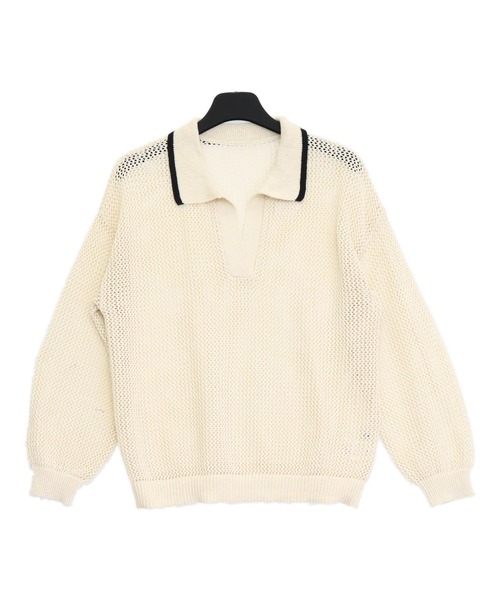 ANAP(アナップ)の「メッシュ編み スキッパーニット トップス(ニット/セーター・レディース・アイボリー/ブラック・F)」の13枚目の写真