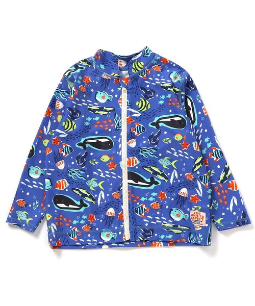 BREEZE(ブリーズ)の「【UVカット】わくわく前開きラッシュガード(ラッシュガード・キッズ・レインボー/ライム/ブラック/アイボリー/サックスブルー/ブルー・80/90/100/110/120/130/140/150)」の5枚目の写真