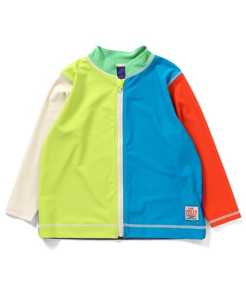 BREEZE(ブリーズ)の「【UVカット】わくわく前開きラッシュガード(ラッシュガード・キッズ・レインボー/ライム/ブラック/アイボリー/サックスブルー/ブルー・80/90/100/110/120/130/140/150)」の10枚目の写真