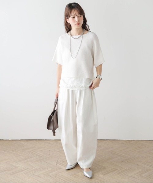 AMELY(エミリー)の「ショートニット&レースキャミセット(アンサンブル・レディース・グレー/モカ/ブラック/ホワイト・フリー)」の5枚目の写真