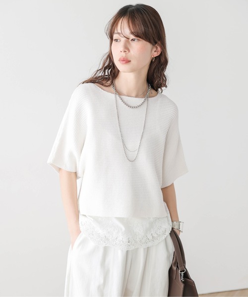 AMELY(エミリー)の「ショートニット&レースキャミセット(アンサンブル・レディース・グレー/モカ/ブラック/ホワイト・フリー)」の6枚目の写真
