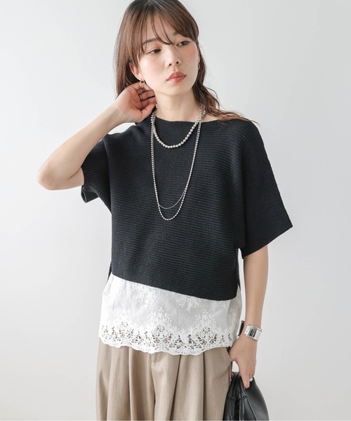 AMELY(エミリー)の「ショートニット&レースキャミセット(アンサンブル・レディース・グレー/モカ/ブラック/ホワイト・フリー)」の9枚目の写真