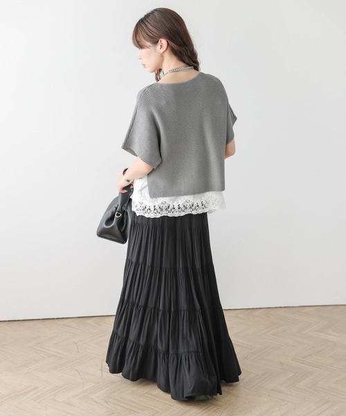 AMELY(エミリー)の「ショートニット&レースキャミセット(アンサンブル・レディース・グレー/モカ/ブラック/ホワイト・フリー)」の10枚目の写真