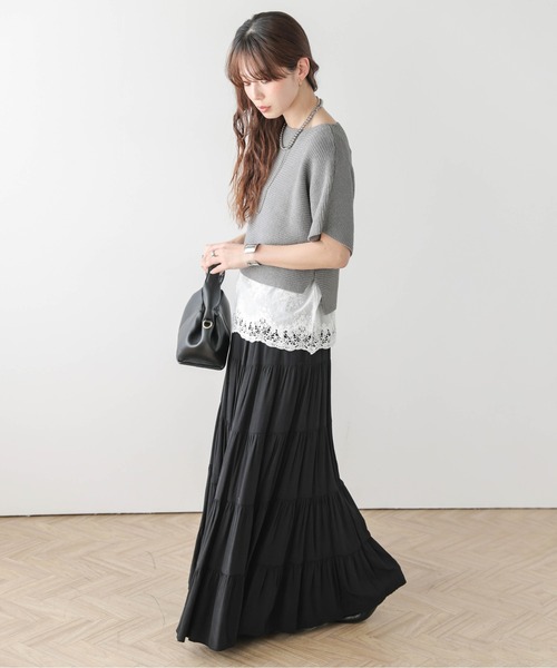 AMELY(エミリー)の「ショートニット&レースキャミセット(アンサンブル・レディース・グレー/モカ/ブラック/ホワイト・フリー)」の11枚目の写真