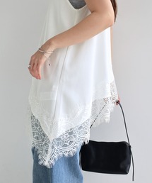 andme（アンドミー）の「アシンメトリーサテン裾レースキャミソール（キャミソール）」