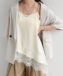 andme（アンドミー）の「アシンメトリーサテン裾レースキャミソール（キャミソール）」