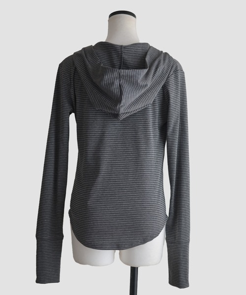 Marient（マリエント）の「ボーダーフーディーTOPS（Tシャツ/カットソー・レディース・ホワイト/グレー・FREE）」の12枚目の写真