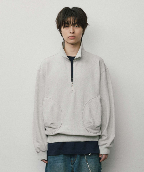 WMC(ダブリューエムシー)の「ハーフジップスウェット_GREY(スウェット・メンズ・グレー・L/M/XL)」の1枚目の写真