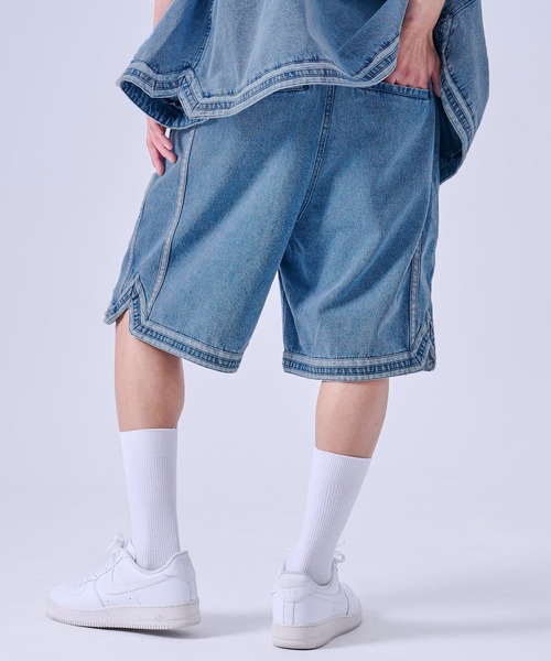 FUBU( フブ)の「FUBU フブ Denim Warm Up Shorts/デニムバギーショートパンツ(デニムパンツ・メンズ・ライトブルー/ブラック・XXL/XL/L/M)」の16枚目の写真
