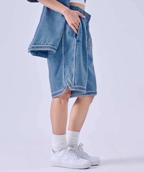 FUBU( フブ)の「FUBU フブ Denim Warm Up Shorts/デニムバギーショートパンツ(デニムパンツ・メンズ・ライトブルー/ブラック・XXL/XL/L/M)」の22枚目の写真