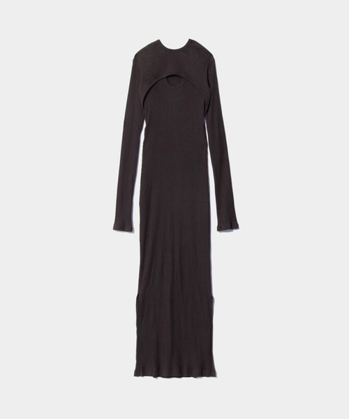beautiful people(ビューティフルピープル)の「Yconnect rasogiza rib long dress(ワンピース・レディース・ブラウン/チャコール・36)」の1枚目の写真