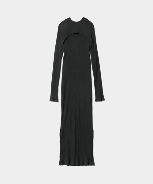 beautiful people(ビューティフルピープル)の「Yconnect rasogiza rib long dress(ワンピース・レディース・ブラウン/チャコール・36)」の2枚目の写真