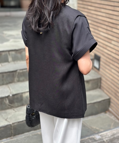 Emma Taylor（エマテイラー）の「リネンGOLD釦ジレ（ベスト・レディース・ブラック/ホワイト/ベージュ・FREE）」の13枚目の写真
