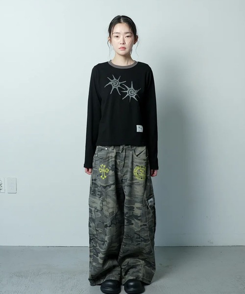 Ada.(エイダ)の「◇COIRIS◇ブランド直輸入正規品/マオン カモ カーゴ コットンパンツ ユニセックス MAON CAMO CARGO COTTON PANTS UNISEX(カーゴパンツ・レディース・カーキ・M/S)」の2枚目の写真