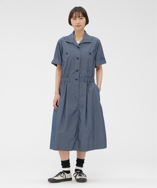 MHL.（エムエイチエル）の「SUPERLIGHT COTTON NYLON（ワンピース・レディース・ブルー/グレー・2/1）」の9枚目の写真