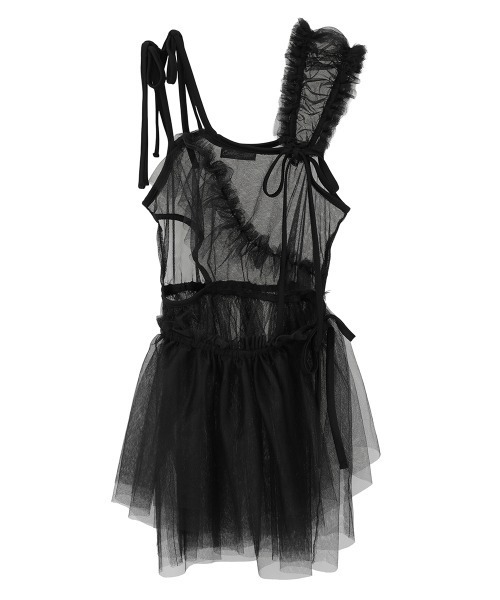 ASYMMETRY TULLE MINI ワンピース（ワンピース）｜Candy Stripper