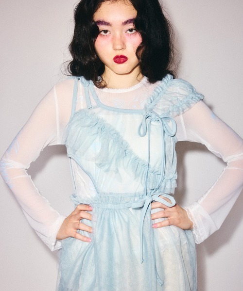 Candy Stripper(キャンディストリッパー)の「ASYMMETRY TULLE MINI ワンピース(ワンピース・レディース・ブラック/ライトブルー/オフホワイト・FREE)」の7枚目の写真