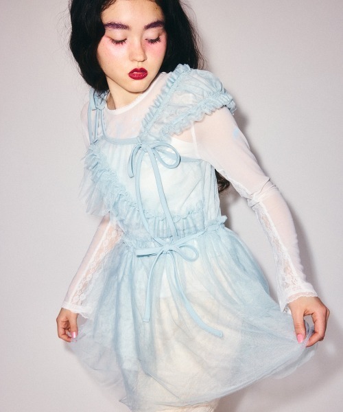 Candy Stripper(キャンディストリッパー)の「ASYMMETRY TULLE MINI ワンピース(ワンピース・レディース・ブラック/ライトブルー/オフホワイト・FREE)」の8枚目の写真