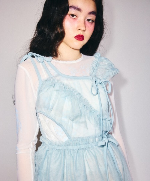 Candy Stripper(キャンディストリッパー)の「ASYMMETRY TULLE MINI ワンピース(ワンピース・レディース・ブラック/ライトブルー/オフホワイト・FREE)」の9枚目の写真