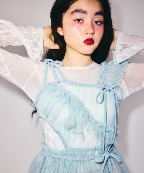Candy Stripper(キャンディストリッパー)の「ASYMMETRY TULLE MINI ワンピース(ワンピース・レディース・ブラック/ライトブルー/オフホワイト・FREE)」の11枚目の写真