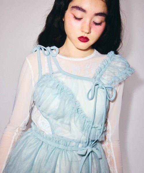 Candy Stripper(キャンディストリッパー)の「ASYMMETRY TULLE MINI ワンピース(ワンピース・レディース・ブラック/ライトブルー/オフホワイト・FREE)」の10枚目の写真