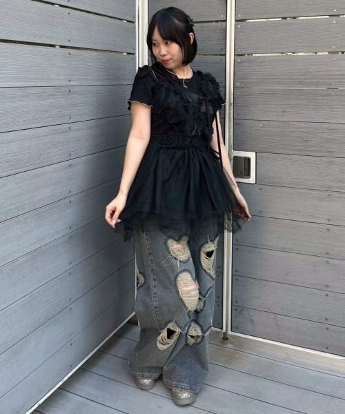 ASYMMETRY TULLE MINI ワンピース（ワンピース）｜Candy Stripper