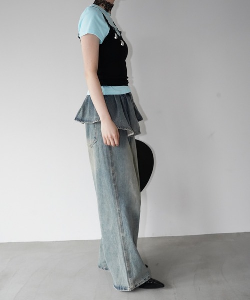chuclla（チュクラ）の「レイヤードフリルデニムパンツ chw26s192（デニムパンツ・レディース・ブルー・S/M/L）」の5枚目の写真