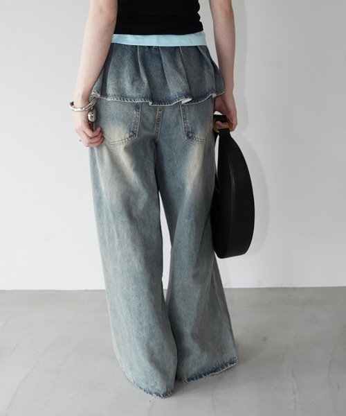 chuclla（チュクラ）の「レイヤードフリルデニムパンツ chw26s192（デニムパンツ・レディース・ブルー・S/M/L）」の7枚目の写真