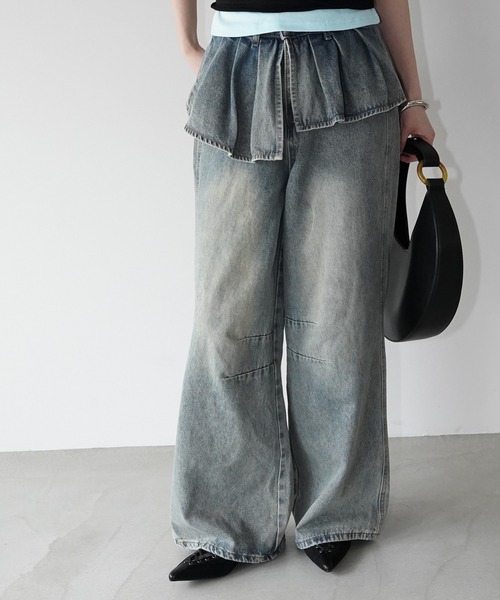 chuclla（チュクラ）の「レイヤードフリルデニムパンツ chw26s192（デニムパンツ・レディース・ブルー・S/M/L）」の10枚目の写真