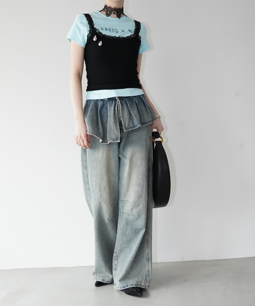 chuclla（チュクラ）の「レイヤードフリルデニムパンツ chw26s192（デニムパンツ・レディース・ブルー・S/M/L）」の11枚目の写真