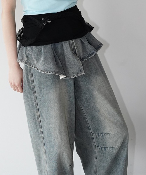 chuclla（チュクラ）の「レイヤードフリルデニムパンツ chw26s192（デニムパンツ・レディース・ブルー・S/M/L）」の12枚目の写真