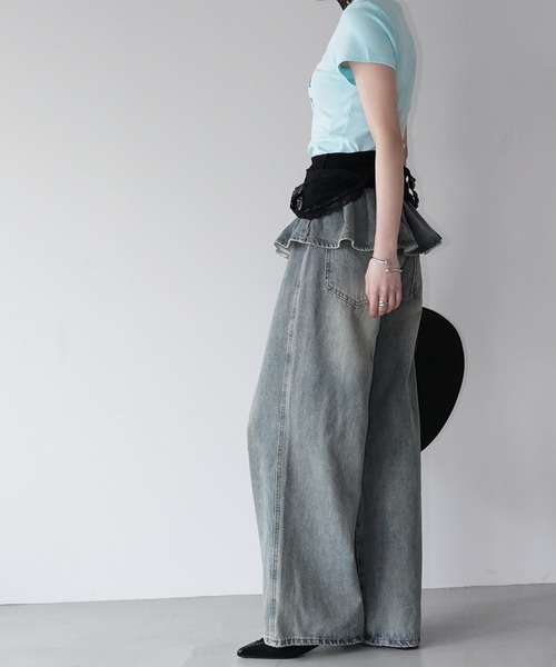 chuclla（チュクラ）の「レイヤードフリルデニムパンツ chw26s192（デニムパンツ・レディース・ブルー・S/M/L）」の13枚目の写真
