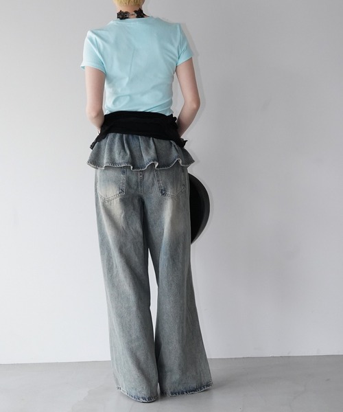 chuclla（チュクラ）の「レイヤードフリルデニムパンツ chw26s192（デニムパンツ・レディース・ブルー・S/M/L）」の14枚目の写真