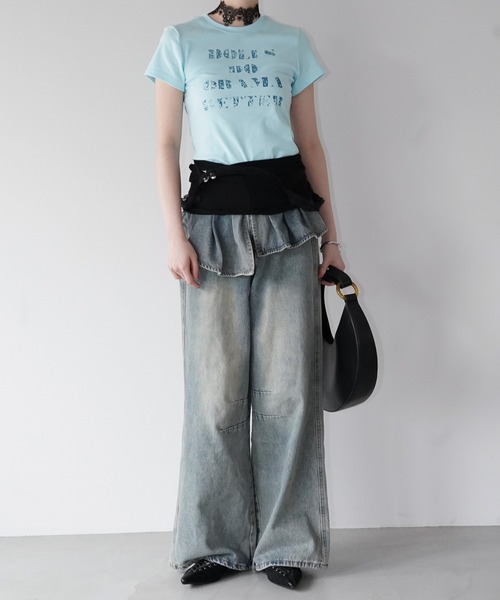 chuclla（チュクラ）の「レイヤードフリルデニムパンツ chw26s192（デニムパンツ・レディース・ブルー・S/M/L）」の15枚目の写真