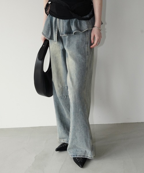 chuclla（チュクラ）の「レイヤードフリルデニムパンツ chw26s192（デニムパンツ・レディース・ブルー・S/M/L）」の2枚目の写真