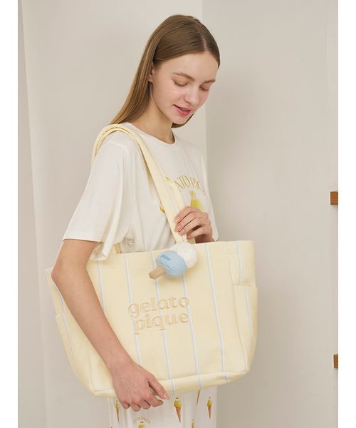 gelato pique（ジェラートピケ）の「パイルバッグ（トートバッグ・レディース・イエロー/ブルー・F）」の12枚目の写真