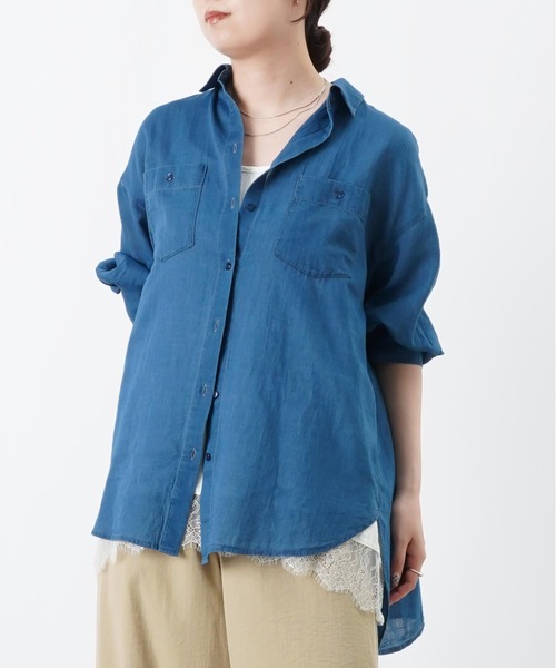 LUCA/LADY LUCK LUCA(ルカ/レディラックルカ)の「LC/LLL シアーデニム7分袖チュニック(シャツ/ブラウス・レディース・ネイビー/ブルー・FREE)」の8枚目の写真
