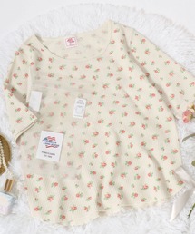 JEMORGAN(ジェーイーモーガン)小花柄 ワッフル・針抜きフライス 五分袖ロンT/パックT クルーネックTシャツ