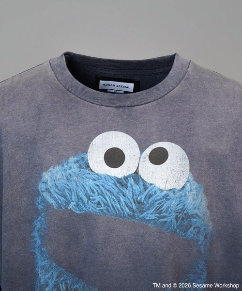 MAISON SPECIAL(メゾンスペシャル)の「《UNISEX》【MOVIE SERIES】「SESAME STREET」- Cookie Monster - Prime-Over Crew Neck Short Sleeve T-Shirt/「セサミストリート」-クッキーモンスター-プライムオーバークルーネックショートスリーブTシャツ【MAISON SPECIAL/メゾンスペシャル】(Tシャツ/カットソー・メンズ・ブラック/ネイビー・0/1/2)」の10枚目の写真