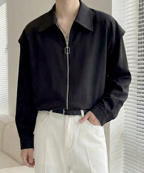 Otte（オッテ）の「エッジラインモードジップシャツ（シャツ/ブラウス・メンズ・ブラック/ホワイト・LARGE/MEDIUM/X-LARGE）」の2枚目の写真