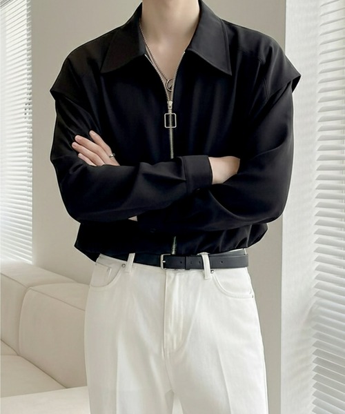 Otte（オッテ）の「エッジラインモードジップシャツ（シャツ/ブラウス・メンズ・ブラック/ホワイト・LARGE/MEDIUM/X-LARGE）」の4枚目の写真