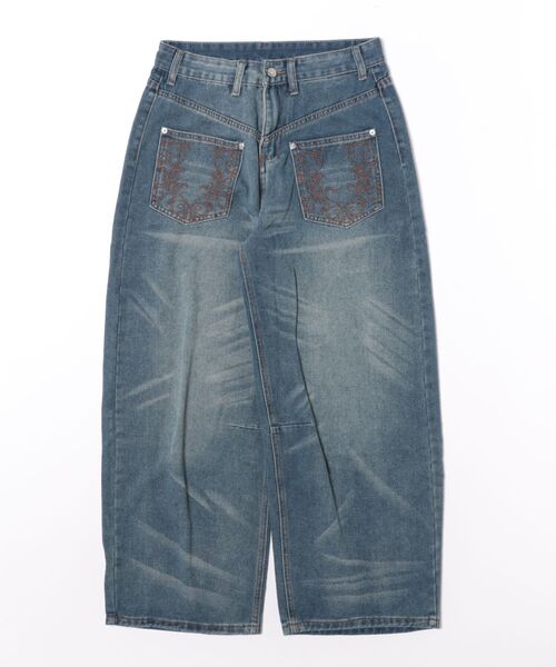 HOOK(フック)の「前後逆さデザイン バルーンワイドデニムパンツ(デニムパンツ・メンズ・ネイビー・M/L)」の5枚目の写真