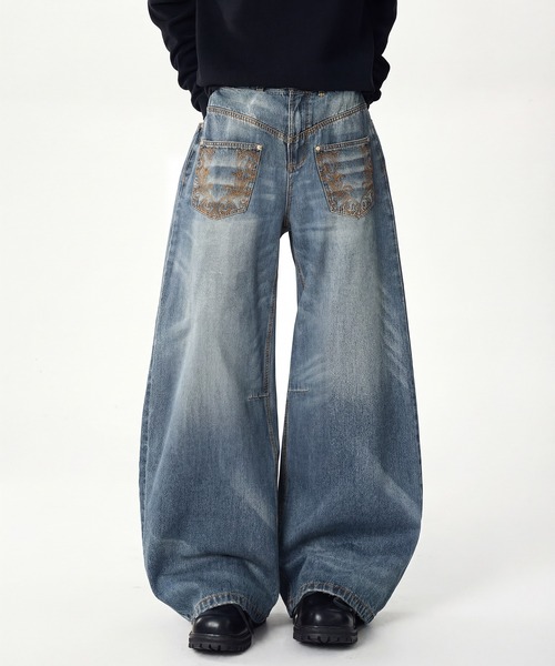 HOOK(フック)の「前後逆さデザイン バルーンワイドデニムパンツ(デニムパンツ・メンズ・ネイビー・M/L)」の15枚目の写真