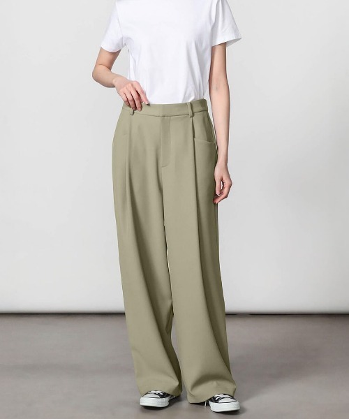 GYMPHLEX(ジムフレックス)の「Gymphlex Tuck Wide Easy Pants(ジムフレックス タック ワイドイージーパンツ)(スラックス・レディース・ブラック/グレー/グリーン系・X-LARGE/LARGE)」の7枚目の写真