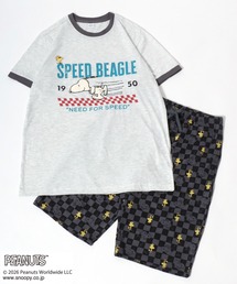 SNOOPY（スヌーピー）の「PEANUTS SNOOPY（ピーナッツ スヌーピー）リンガーTシャツ＆ハーフパンツ パジャマ/上下セット ルームウェア メンズ（ルームウェア/パジャマ）」
