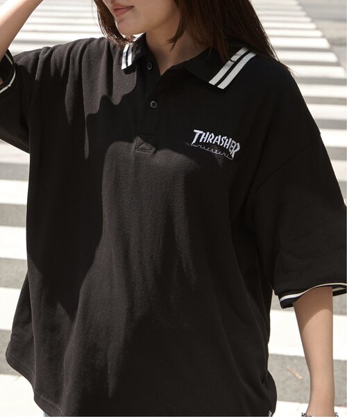 VENCEEXCHANGE(ヴァンスエクスチェンジ)の「THRASHER スラッシャー 鹿の子ポロシャツ(ポロシャツ・メンズ・ブラック・M)」の1枚目の写真