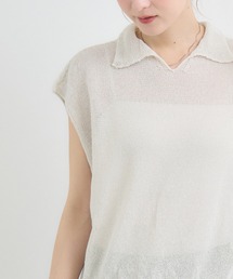 KATHARINE ROSS | 【KATHARINE ROSS】7G和紙フレンチスリーブスキッパーポロ襟ニット(ニット/セーター)