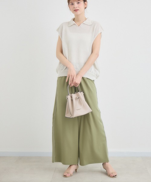 KATHARINE ROSS（キャサリンロス）の「【KATHARINE ROSS】7G和紙フレンチスリーブスキッパーポロ襟ニット（ニット/セーター・レディース・オフホワイト/ライトブルー/イエロー・FREE）」の6枚目の写真